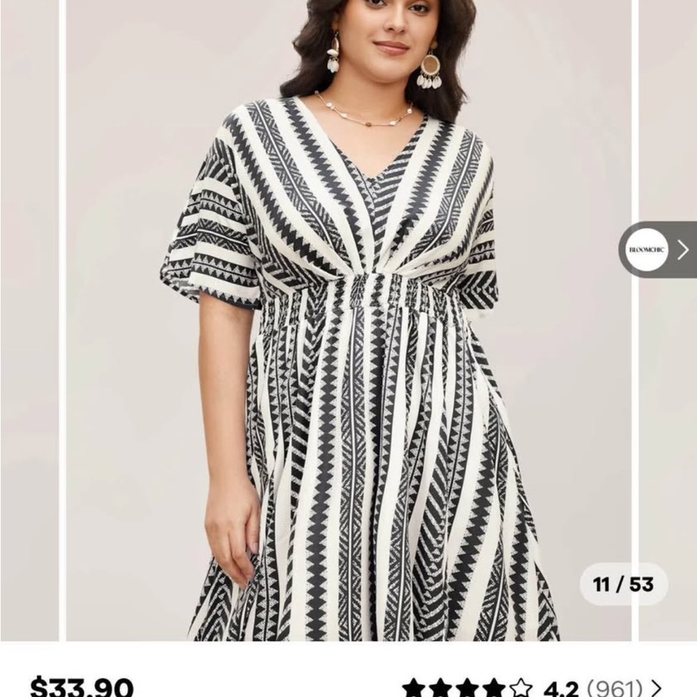 Black and White Patterned Women's Dress